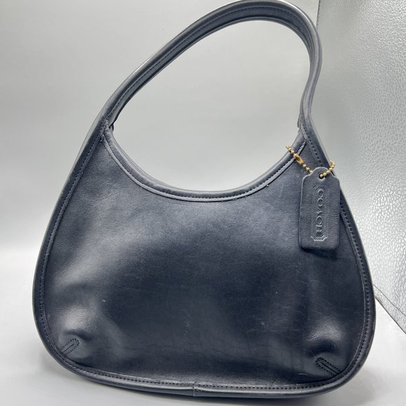 RARE Vintage 90's Coach Leather Sm Ergo Legacy Hobo Purse, Black - Picture 1 of 3